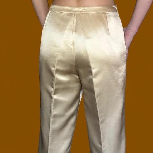 Y2K champagne silk blend suit, quiet luxury vintage workwear set, size 4, 8, med - Picture 4 of 8